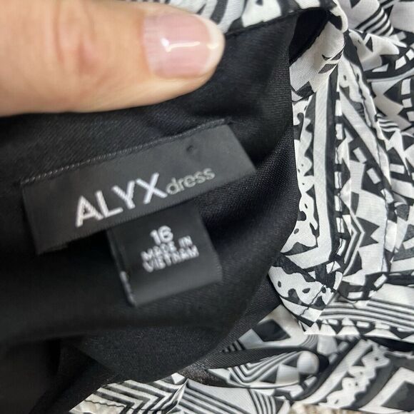 ALYX Dress size 16 Black White Sheer Diamond Ruffle Dinner Wedding Guest Boho - Picture 11 of 11